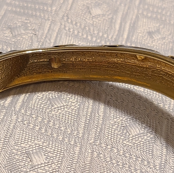 Beautiful black obsidian bangle bracelet with cubic zirconia. Women's LIKE NEW - Picture 2 of 12